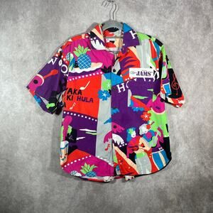 Vintage Jams Hawaiian Shirt Mens Large Multicolor Vacation Tropical Beach Summer